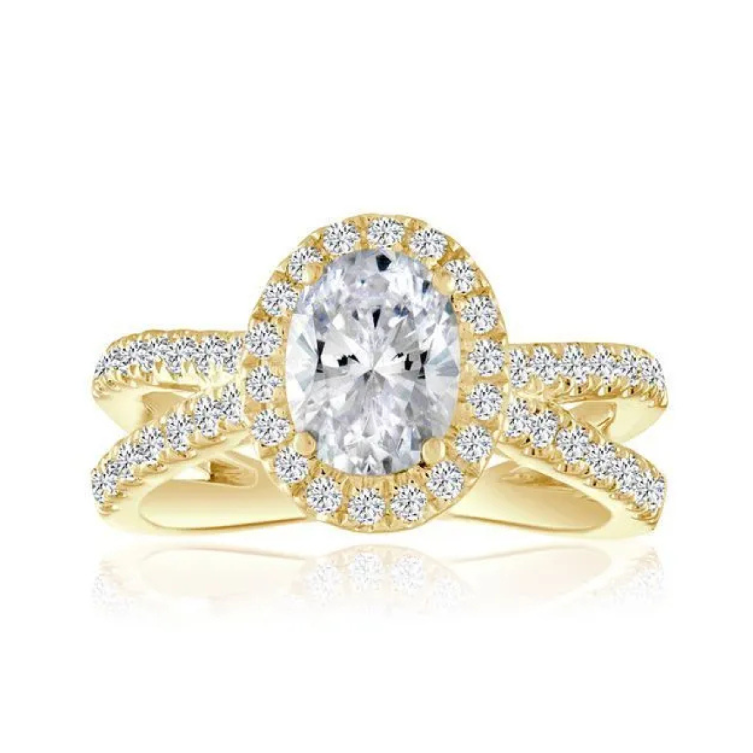 Imagine Bridal 14K Yellow Gold Oval Diamond Engagement Ring 0.17ct
