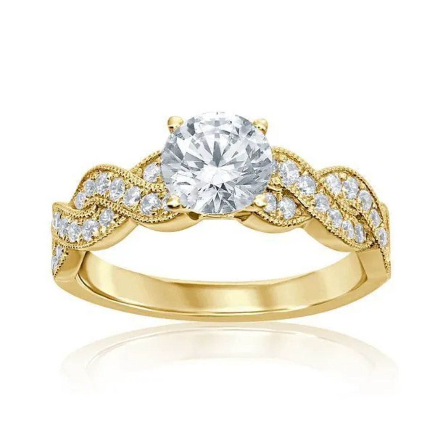 Imagine Bridal 14K Yellow Gold Round Diamond Engagement Ring