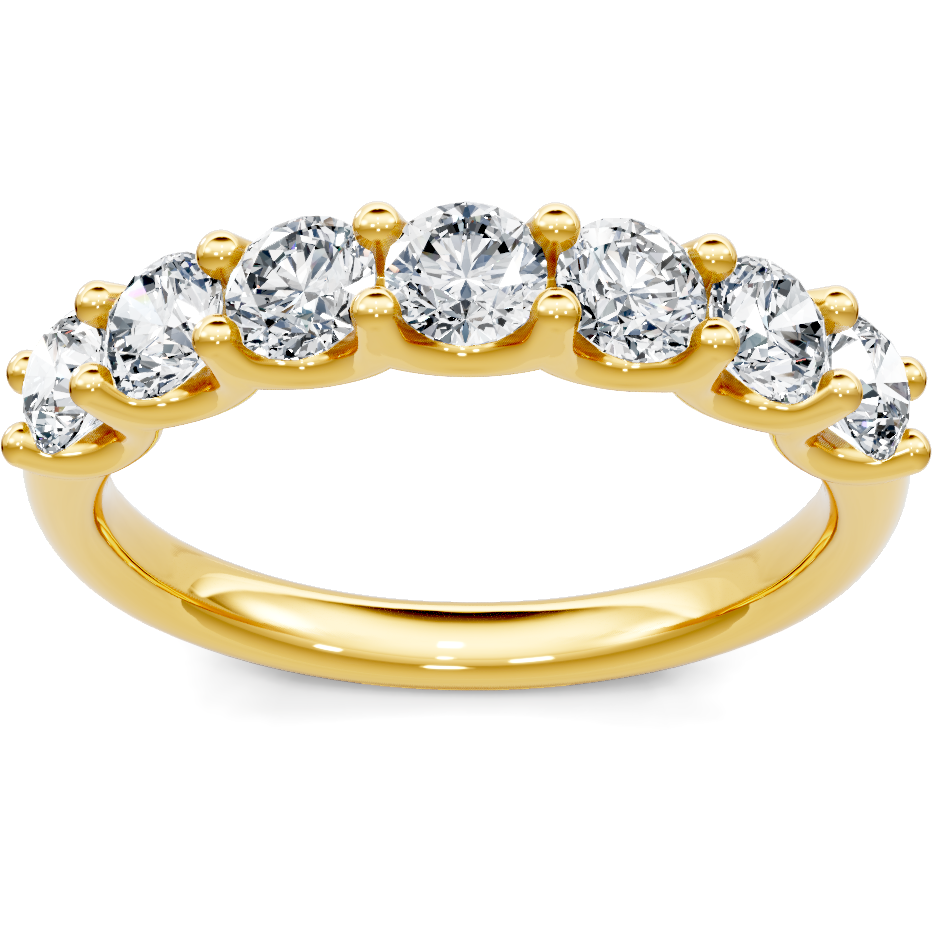 This gold 14K Yellow Gold rose wedding band features a wedding band style with a wedding band setting. The design is accented with diamonds totaling about 0.1 carats.