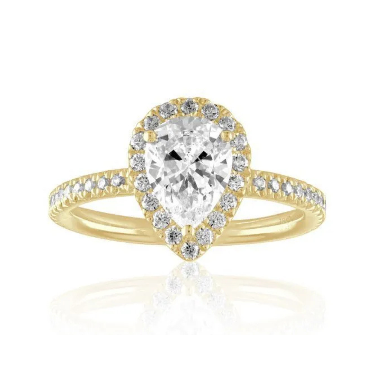 Imagine Bridal 14K Yellow Gold Pear Diamond Engagement Ring 0.40ct