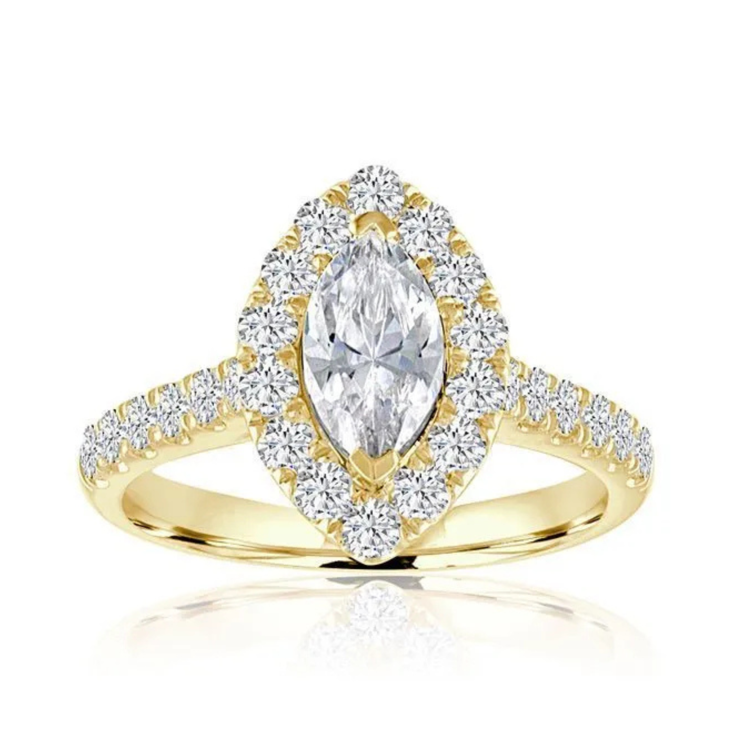 Imagine Bridal 14K Yellow Gold Marquise Diamond Engagement Ring 0.80ct