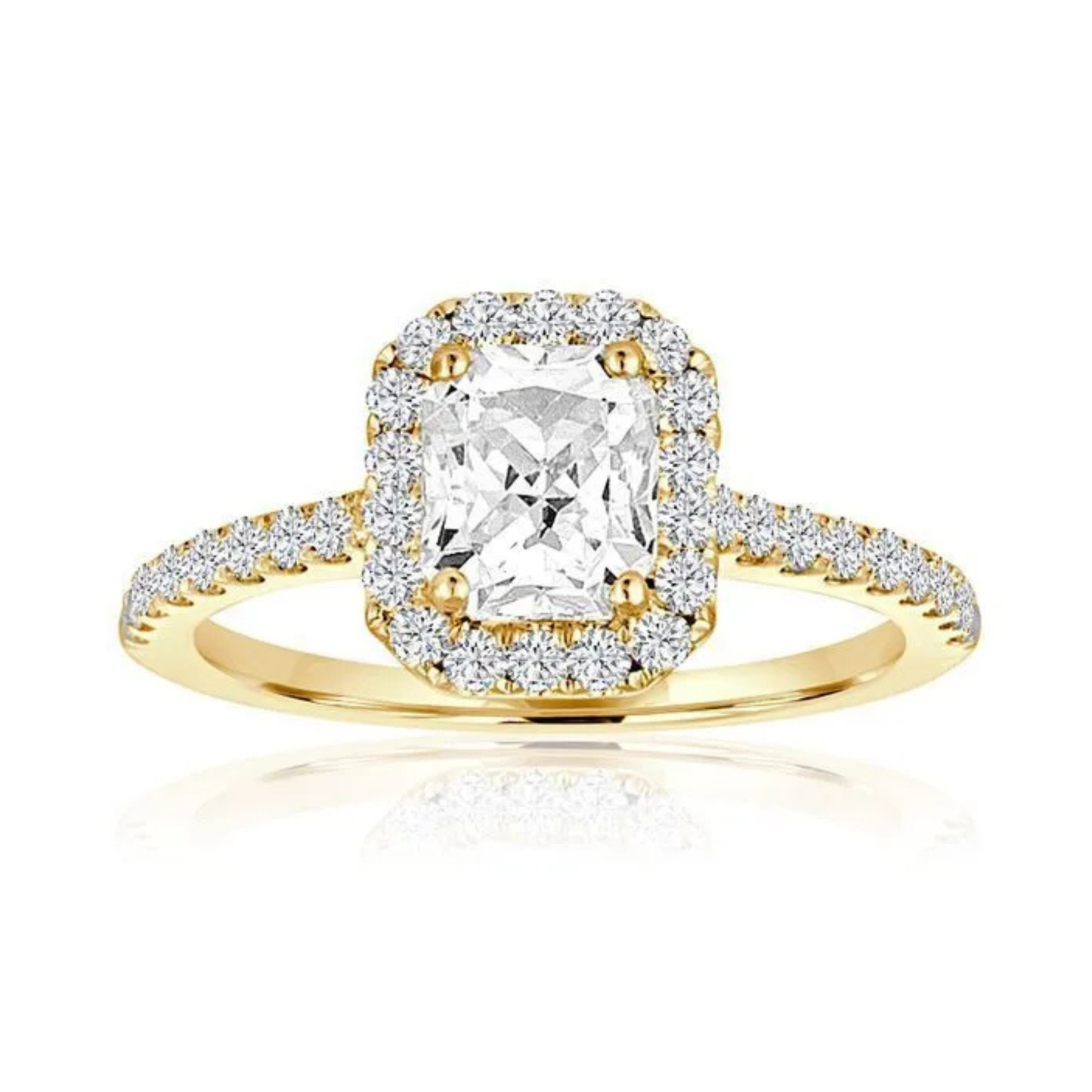 Imagine Bridal 14K Yellow Gold Emerald Diamond Engagement Ring 0.38ct