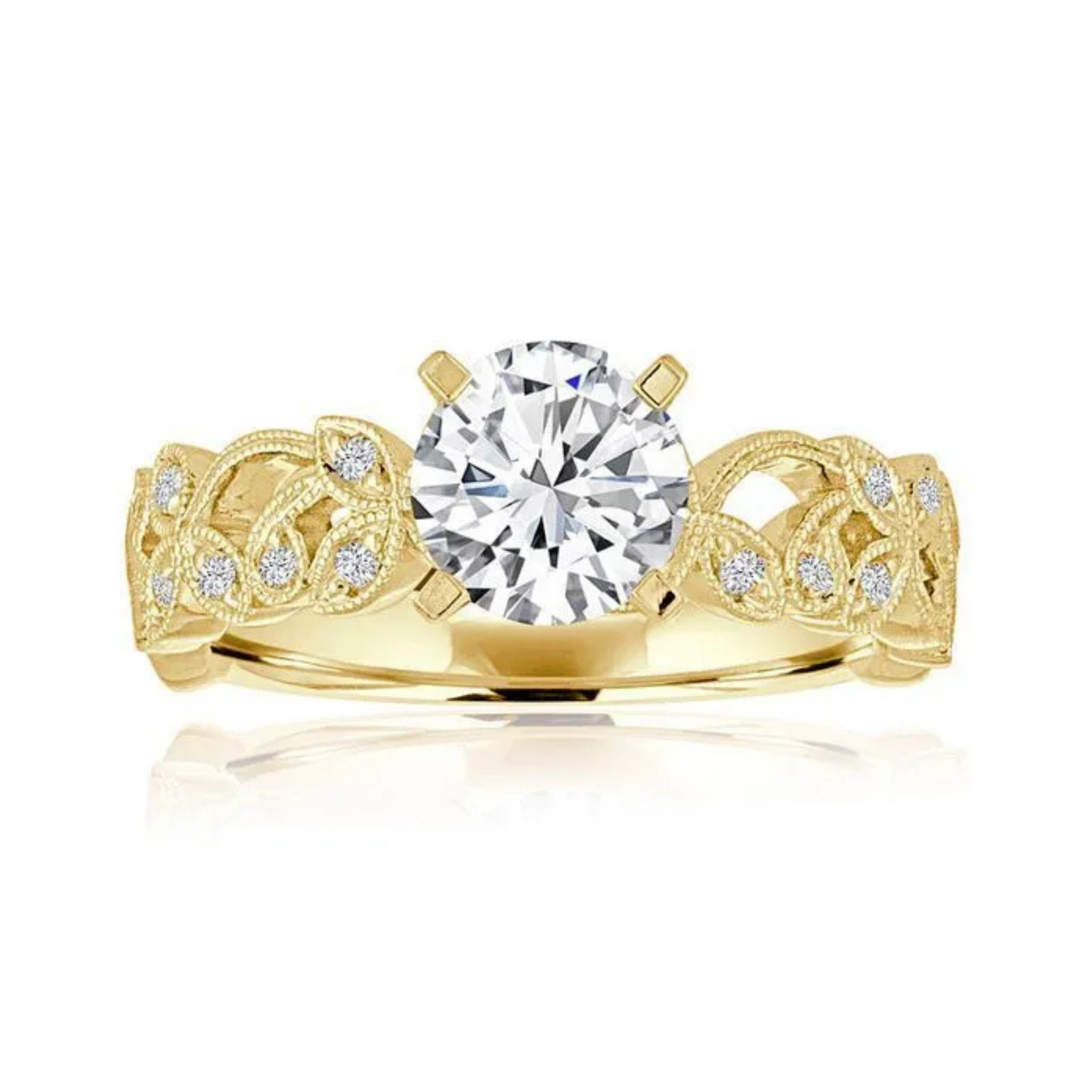 Imagine Bridal 14K Yellow Gold Round Diamond Engagement Ring 0.17ct