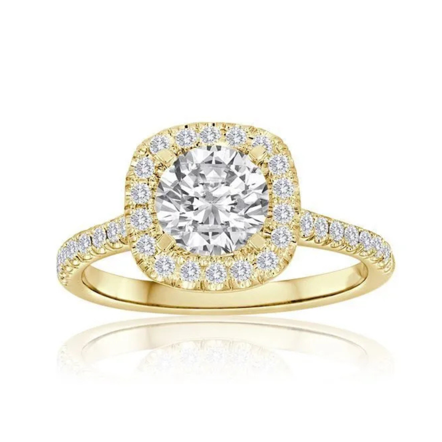 Imagine Bridal 14K Yellow Gold Cushion Diamond Engagement Ring 0.38ct