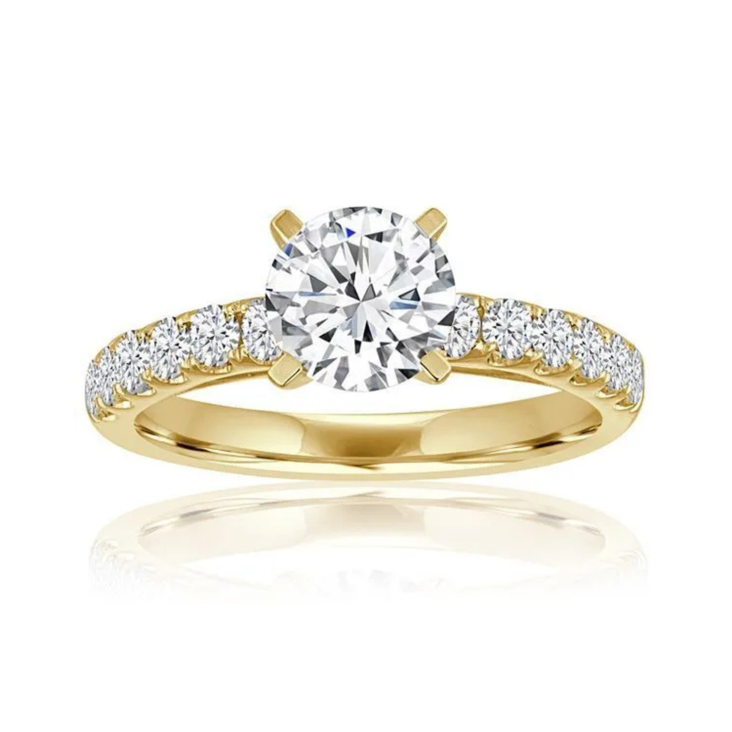 Imagine Bridal 14K Yellow Gold Round Diamond Engagement Ring 0.50ct