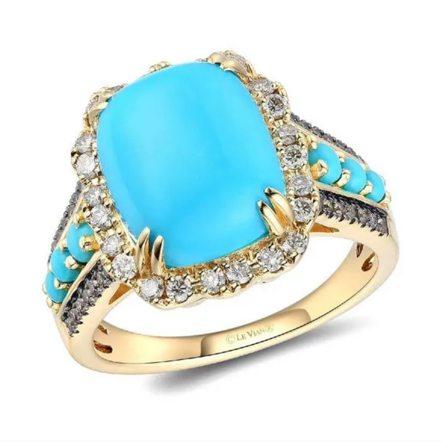 Le Vian 14K Honey Gold Stabilized Turquoise & Diamond Ring 4.75ct