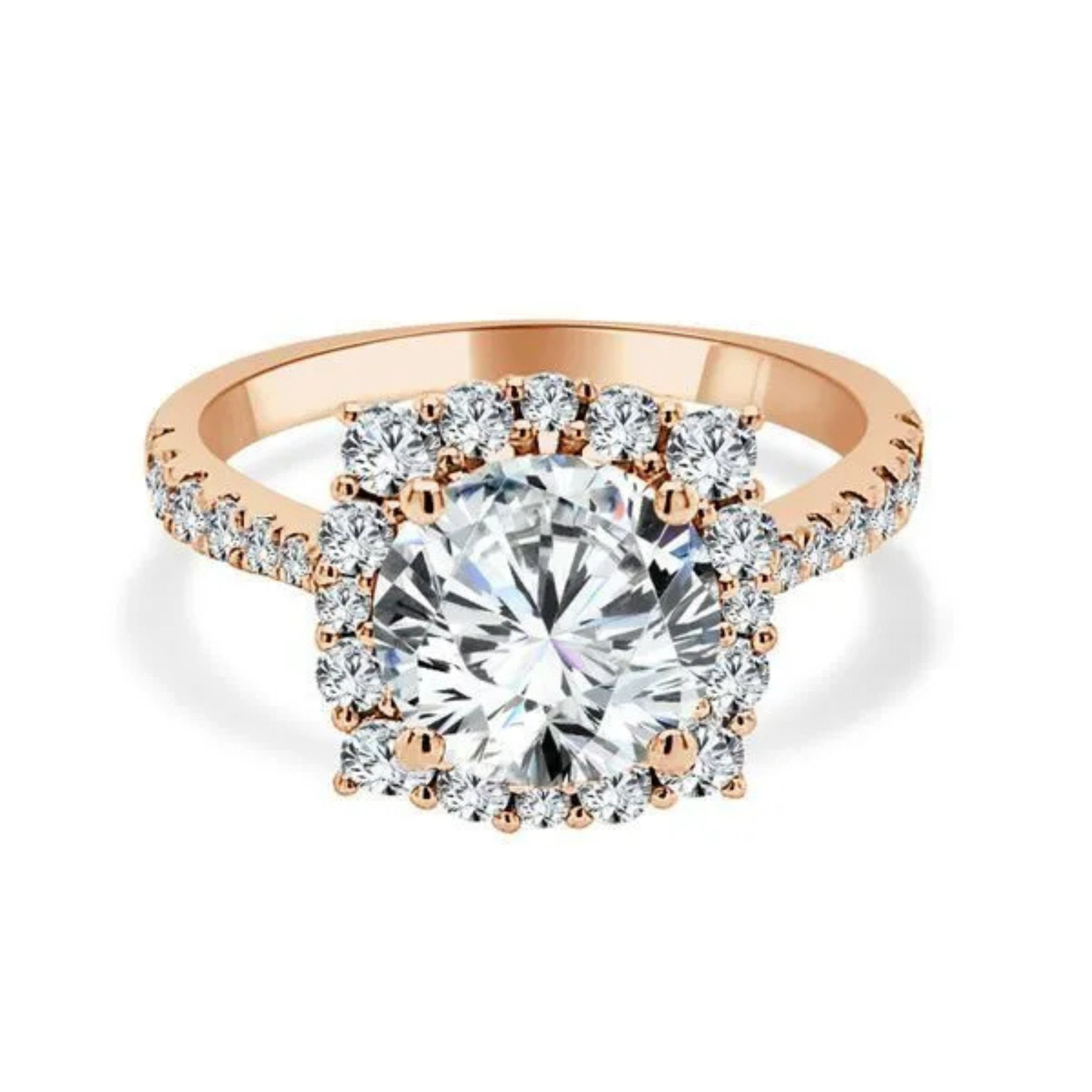 Imagine Bridal 14K Rose Gold Cushion Diamond Engagement Ring 0.62ct