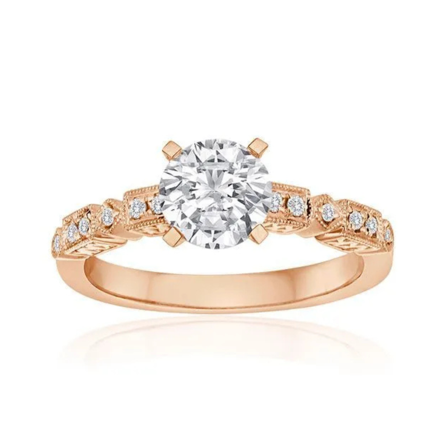 Imagine Bridal 14K Rose Gold Round Diamond Engagement Ring 0.10ct