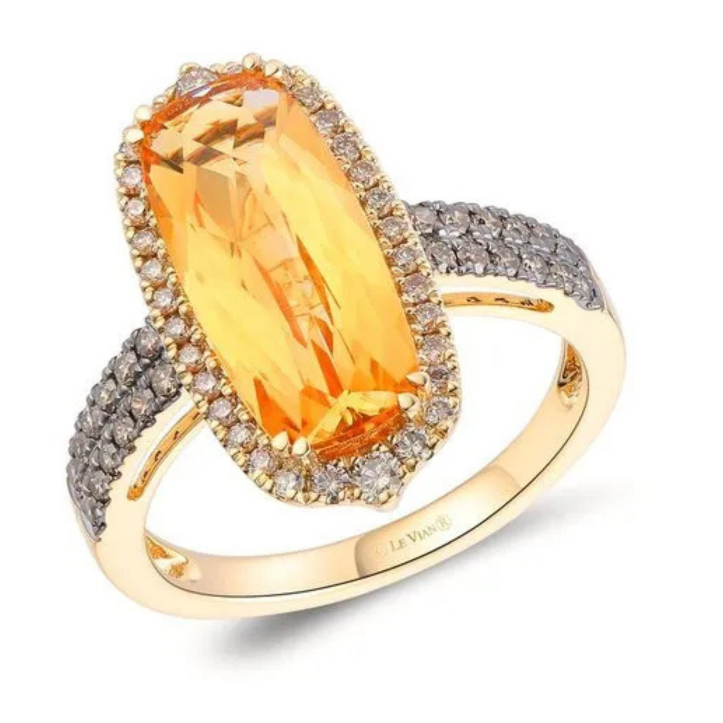 Le Vian 14K Honey Gold Cinnamon Citrine & Diamond Ring 3.625ct