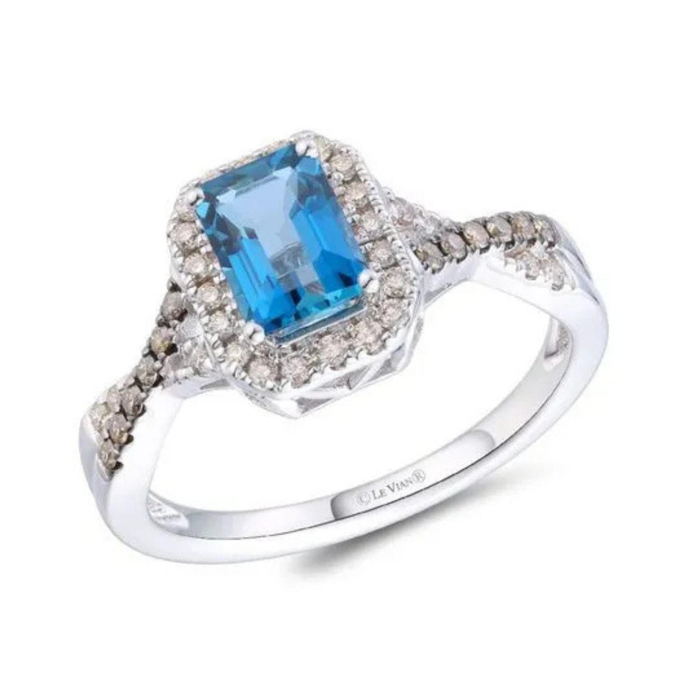 Le Vian 14K Vanilla Gold Deep Sea Blue Topaz & Diamond Ring 1ct
