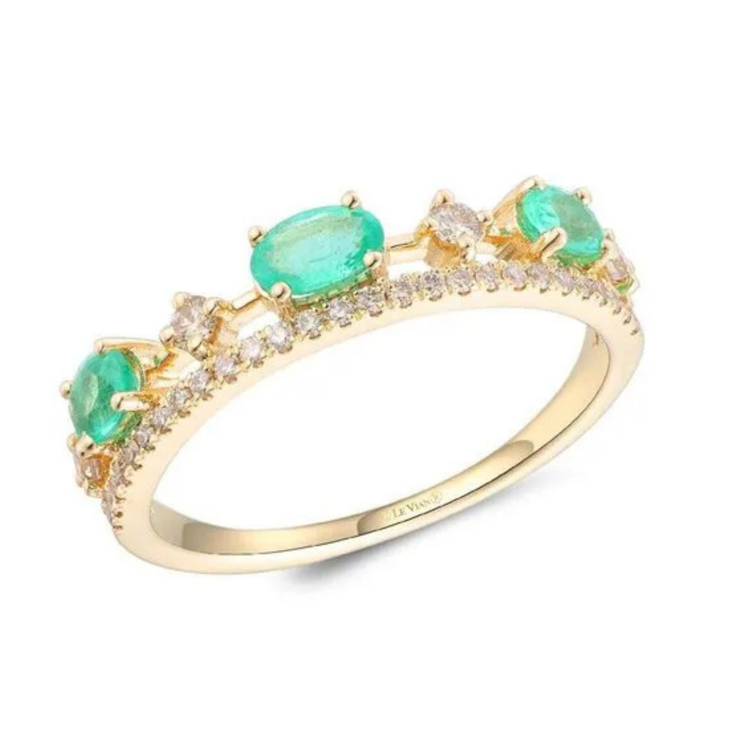 Le Vian 14K Honey Gold Costa Smeralda Emerald & Vanilla Diamond Ring 0.5ct