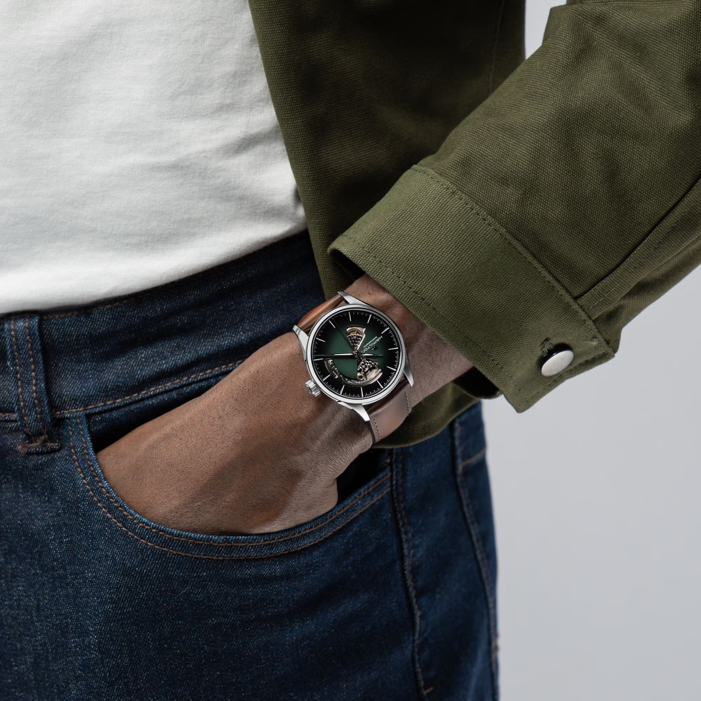 Hamilton Jazzmaster Open Heart Automatic Green Dial Watch 42mm