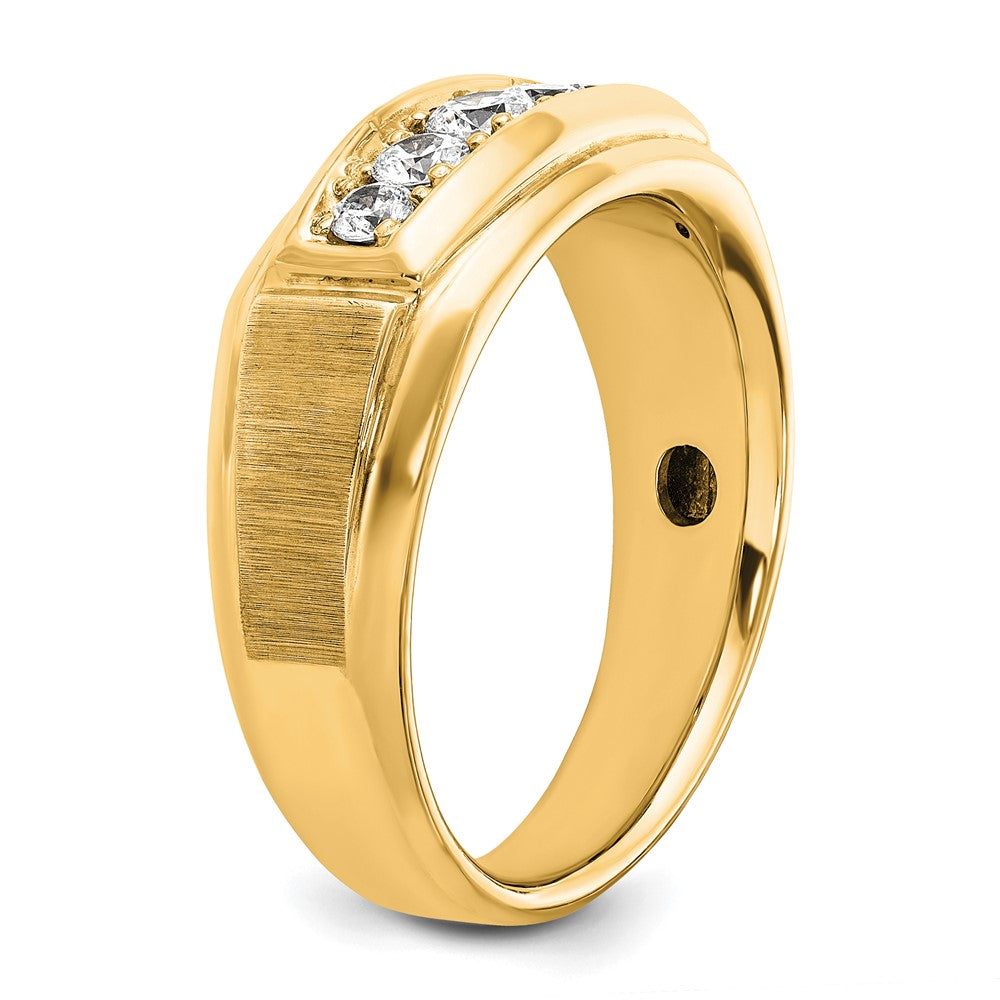 14K White Gold Men's Polished and Satin 5-Stone Diamond Ring - Image 7