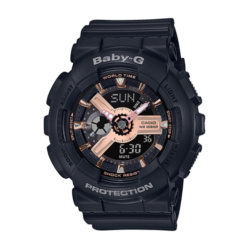 BABY-G BA-110 Black Rose Gold Resin Watch 46.3 mm