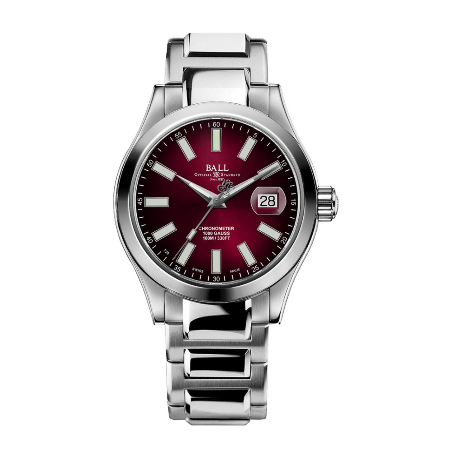 BALL Engineer III Marvelight Chronometer Burgundy Red Automatic Watch 40mm