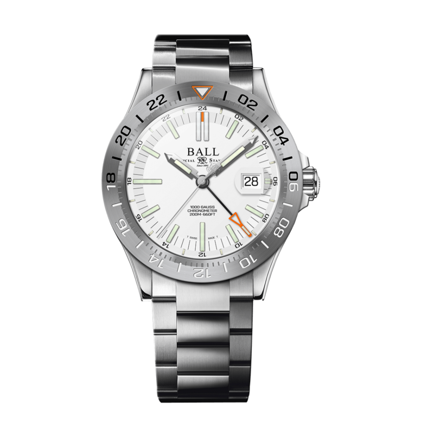 BALL Engineer III Outlier Stainless Steel GMT White Dial Automatic Watch 40mm