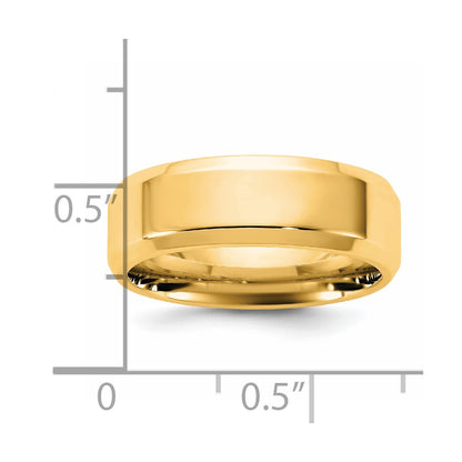 14K Yellow Gold 6.5mm Bevel Edge Comfort Fit Wedding Band, Size 14 - Image 4