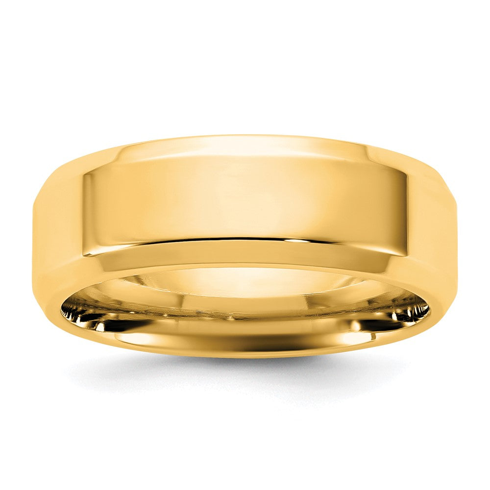 14K Yellow Gold 6.5mm Bevel Edge Comfort Fit Wedding Band, Size 13 - Image 1