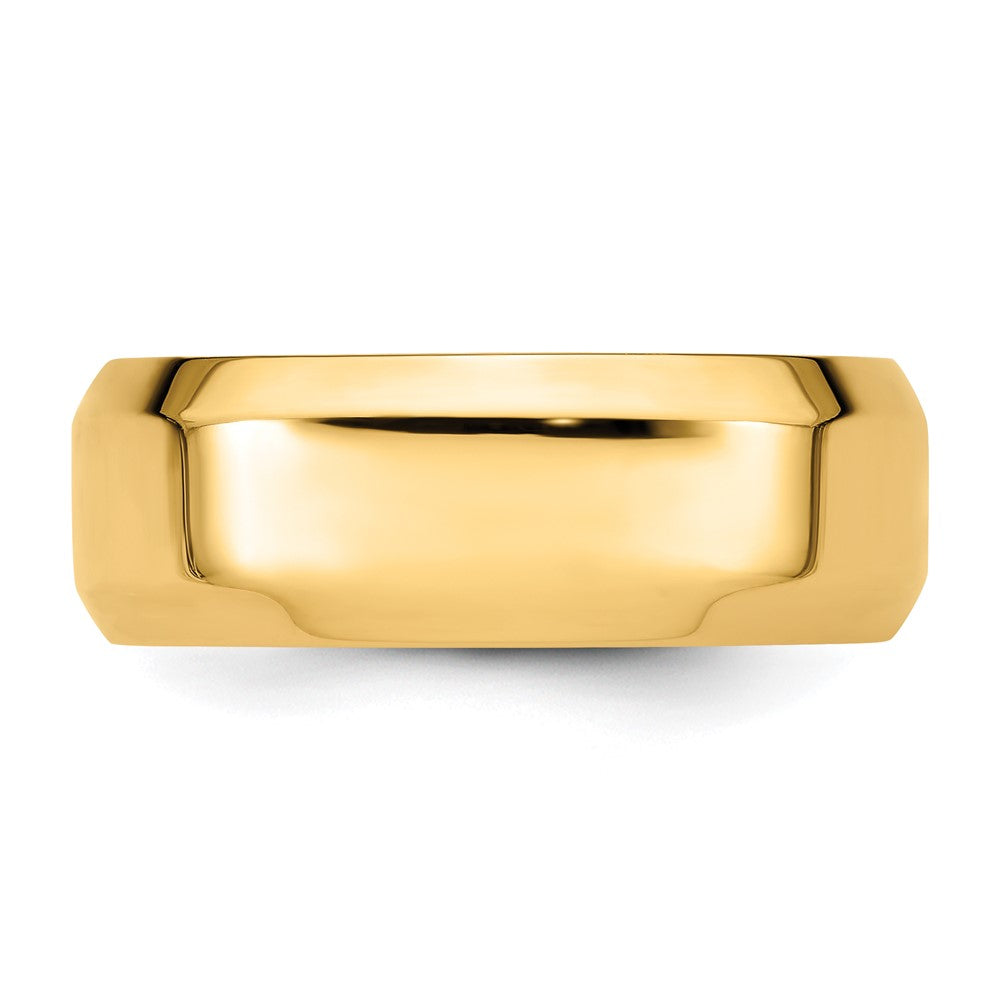 14k Yellow Gold 8mm Beveled Edge Comfort Fit Wedding Band Size 14 - View 4