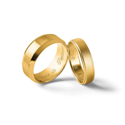 14k Yellow Gold Beveled Edge Comfort Fit Wedding Band, Size 5.5 - Image 7