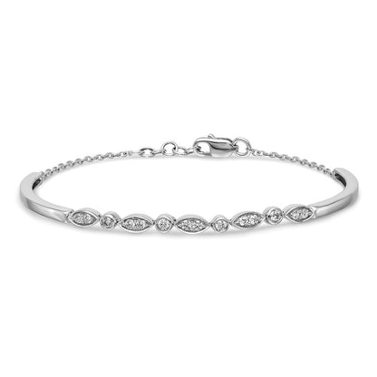 14k White Gold Complete 1/2 carat Diamond Half-Bangle 6.75 inch Bracelet with 0.5 inch Extender - View 3