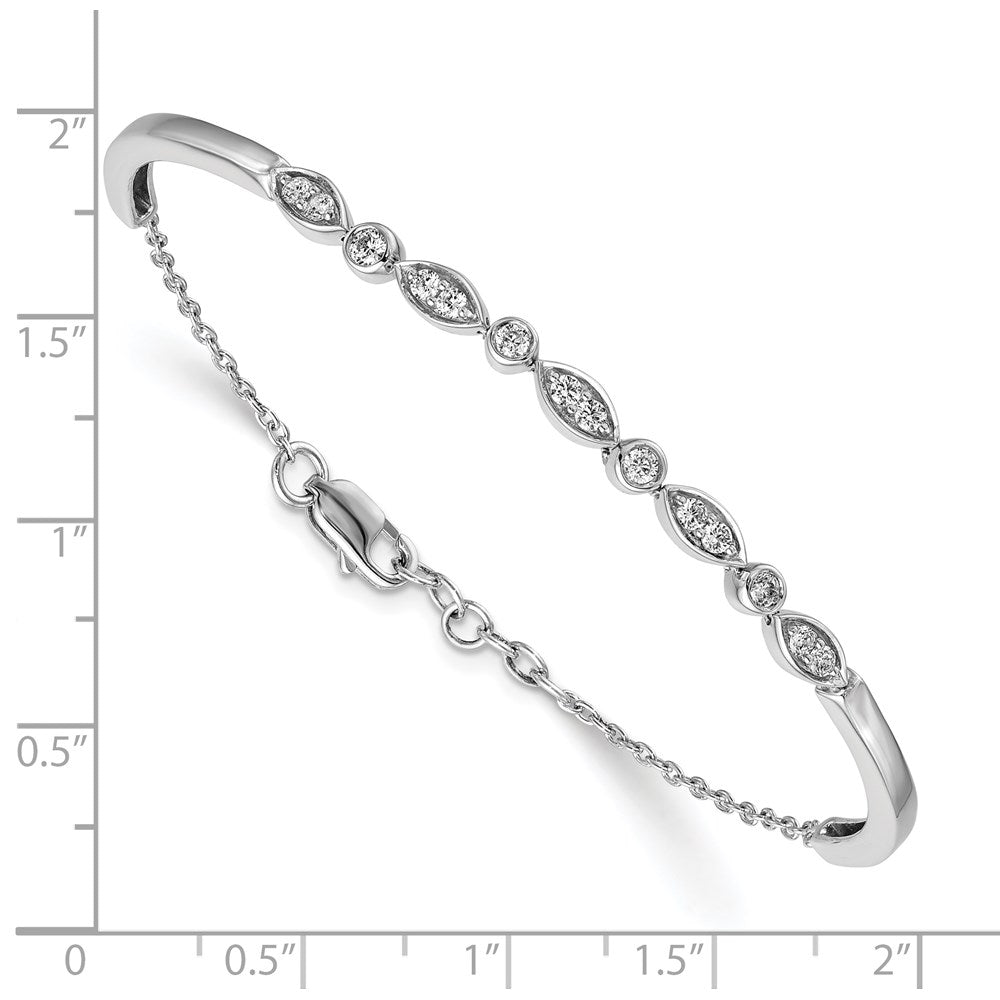 14k White Gold Complete 1/2 carat Diamond Half-Bangle 6.75 inch Bracelet with 0.5 inch Extender - View 2