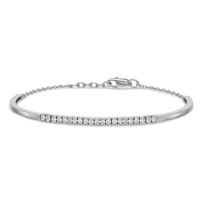 14k White Gold Complete 3/4 carat Diamond Half-Bangle 6.75 inch Bracelet with 0.5 inch Extender - View 3