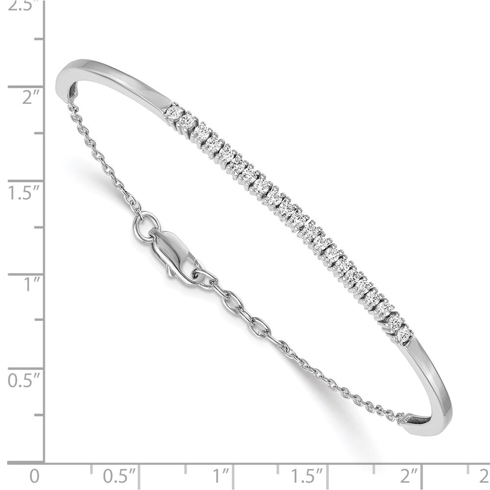 14k White Gold Complete 3/4 carat Diamond Half-Bangle 6.75 inch Bracelet with 0.5 inch Extender - View 2