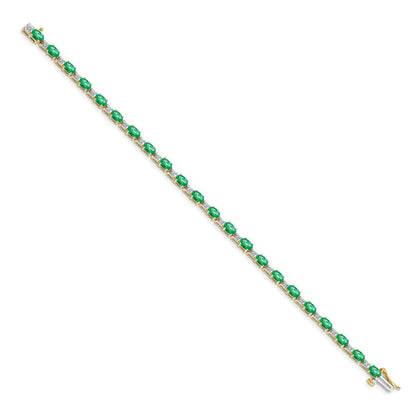 14k Complete Diamond and Oval Emerald 7 inch Bracelet - View 2