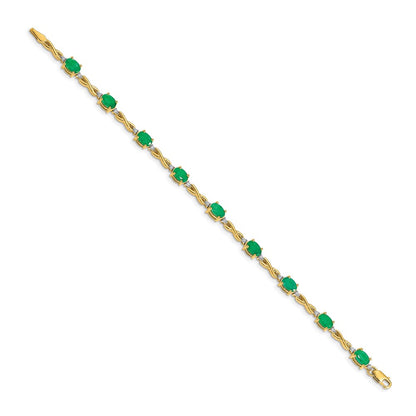 14k Complete Diamond and Oval Emerald Infinity 7 inch Bracelet - View 2