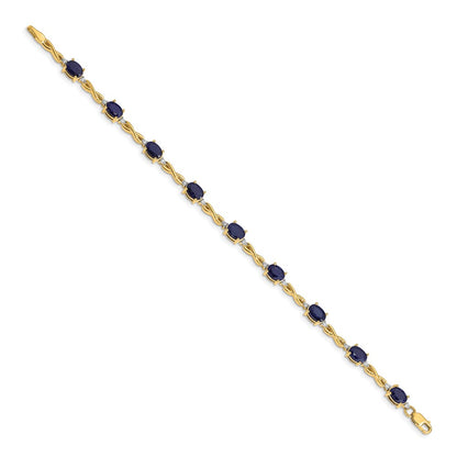14k Complete Diamond and Oval Sapphire Infinity 7 inch Bracelet - View 2