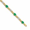 14k Complete Diamond and Oval Emerald Infinity Link 7.25 inch Bracelet