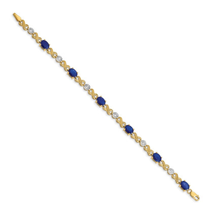 14k Complete Diamond and Oval Sapphire Infinity Link 7.25 inch Bracelet - View 2