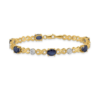 14k Complete Diamond and Oval Sapphire Infinity Link 7.25 inch Bracelet - View 3