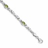 14k White Gold Complete Oval Peridot Fancy Link 7 inch Bracelet