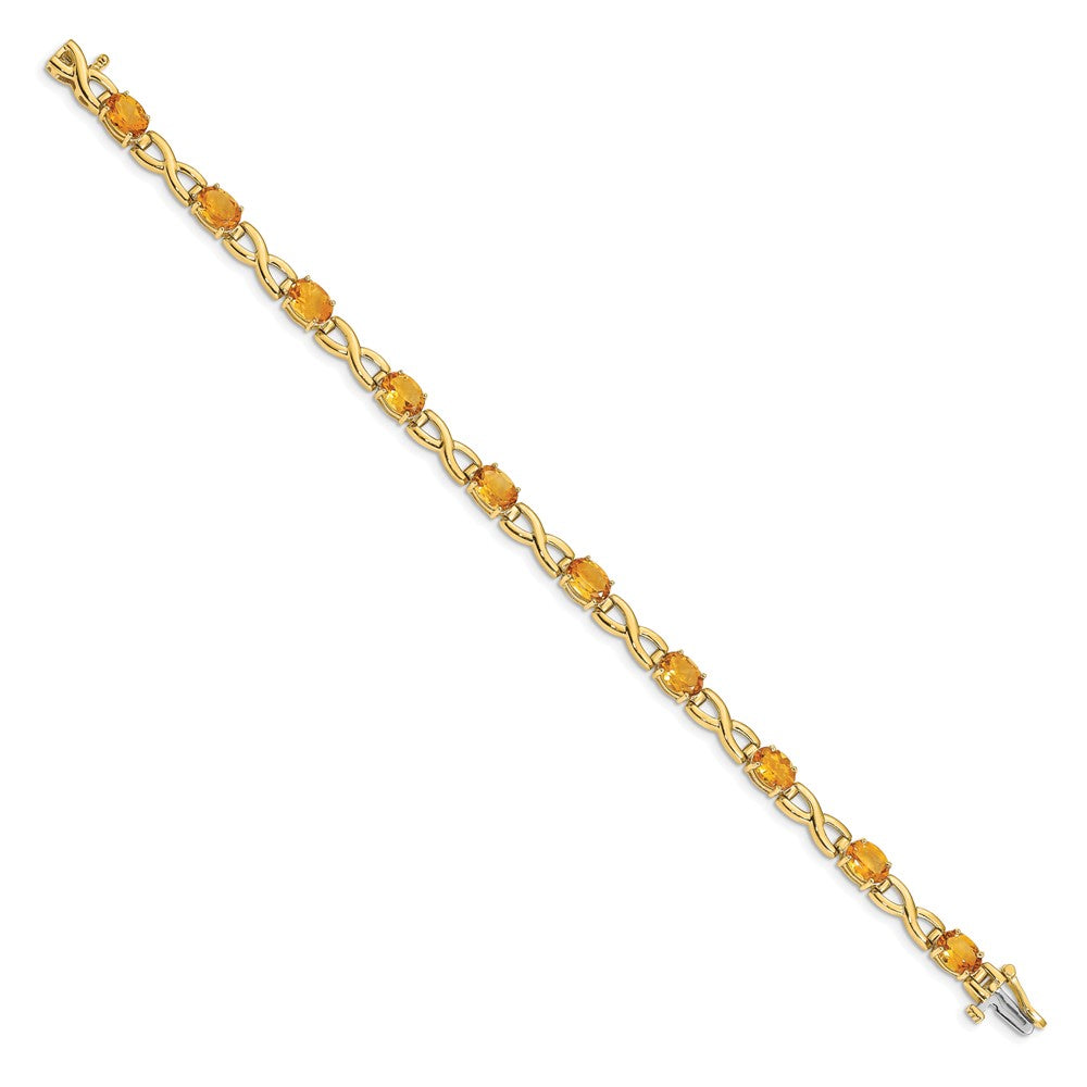 14k Complete 7x5mm Oval Citrine Infinity Link 7 inch Bracelet - View 2