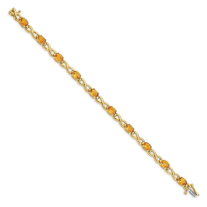 14k Complete 7x5mm Oval Citrine Infinity Link 7 inch Bracelet - View 2