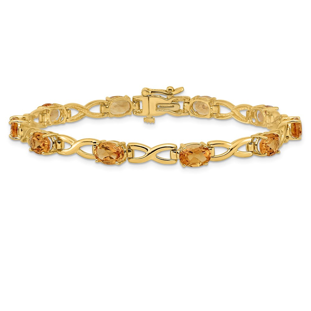 14k Complete 7x5mm Oval Citrine Infinity Link 7 inch Bracelet - View 3