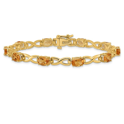 14k Complete 7x5mm Oval Citrine Infinity Link 7 inch Bracelet - View 3