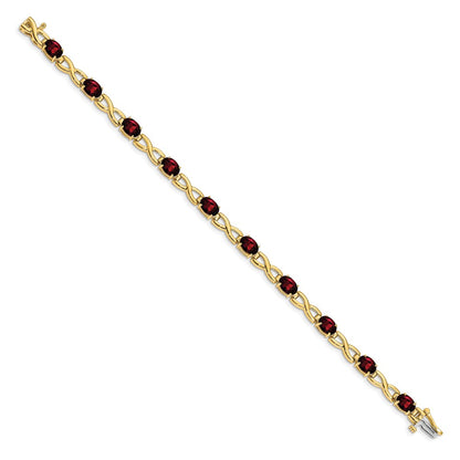 14k Complete 7x5mm Oval Garnet Infinity Link 7 inch Bracelet - View 2