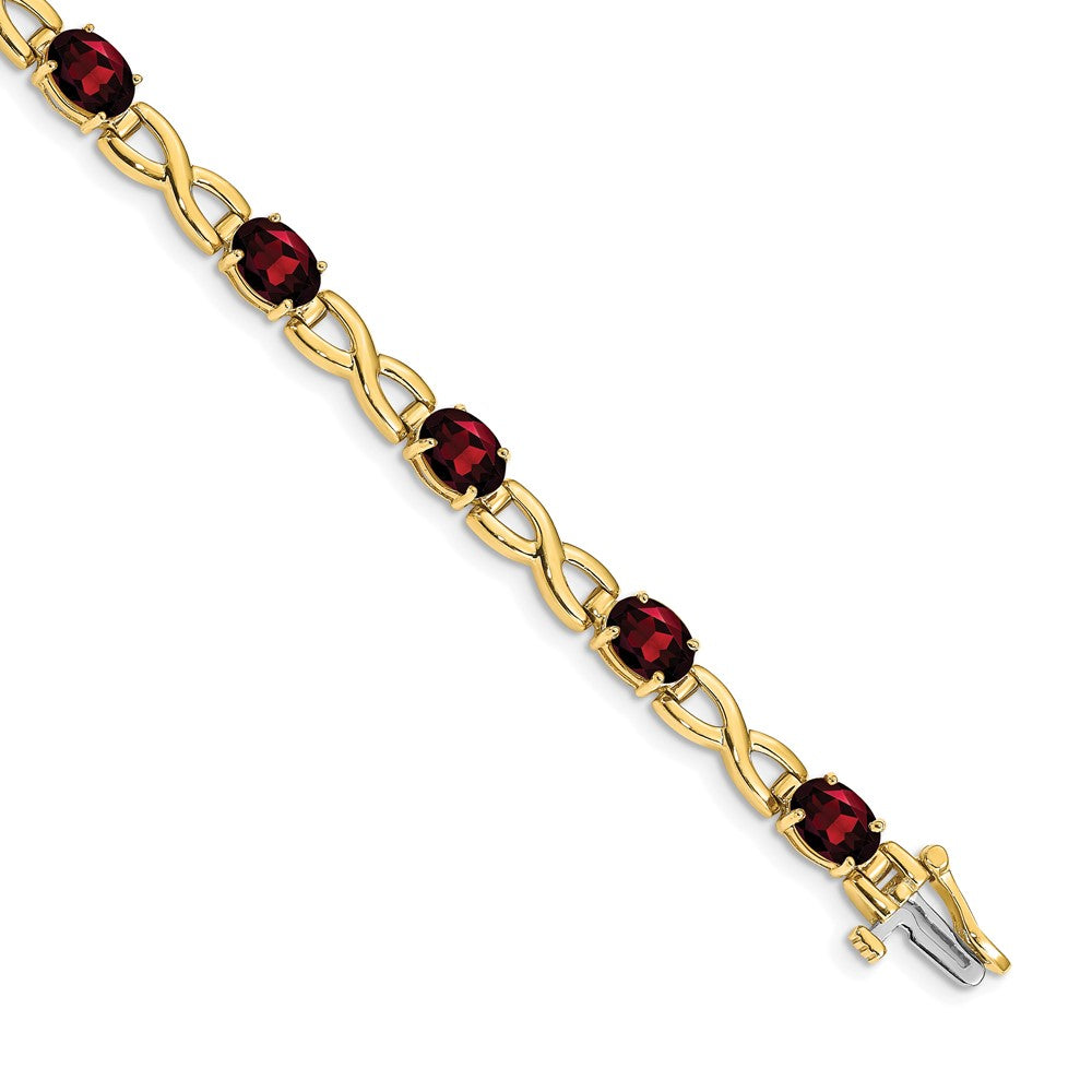14k Complete 7x5mm Oval Garnet Infinity Link 7 inch Bracelet - View 1