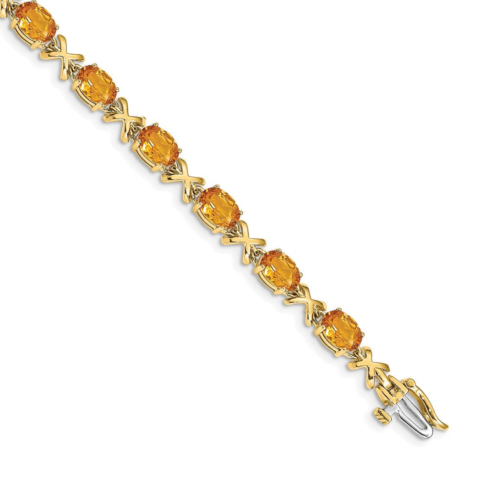 14k Complete 7x5mm Oval Citrine X-design 7 inch Bracelet