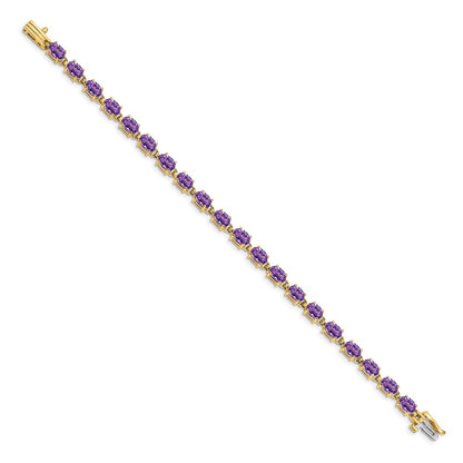 14k Complete 6x4mm Oval Amethyst 7 inch Bracelet - View 2