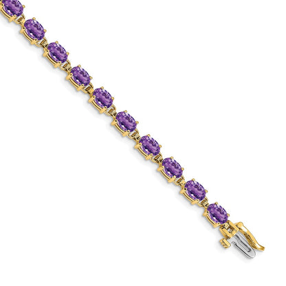 14k Complete 6x4mm Oval Amethyst 7 inch Bracelet