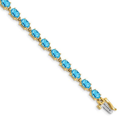 14k Complete 6x4mm Oval Swiss Blue Topaz 7 inch Bracelet