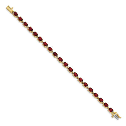 14k Complete 6x4mm Oval Garnet 7 inch Bracelet - View 2