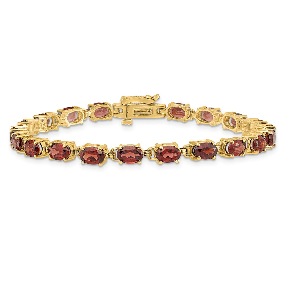 14k Complete 6x4mm Oval Garnet 7 inch Bracelet - View 3