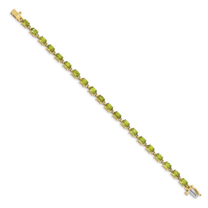 14k Complete 6x4mm Oval Peridot 7 inch Bracelet - View 2