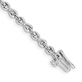 14k White Gold Complete 1/3 carat Diamond Link 7 inch Bracelet