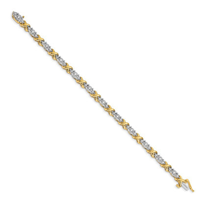 14k Two-tone Complete 1/2 carat Diamond X-design 7 inch Bracelet - View 2